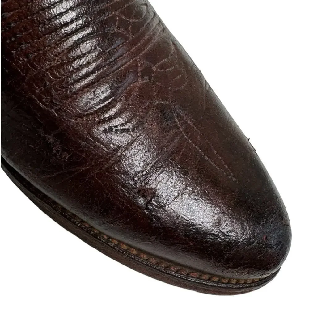 Abilene Elk Vintage Western Cowboy Boots Burgundy Leather Pointed Toe Boots